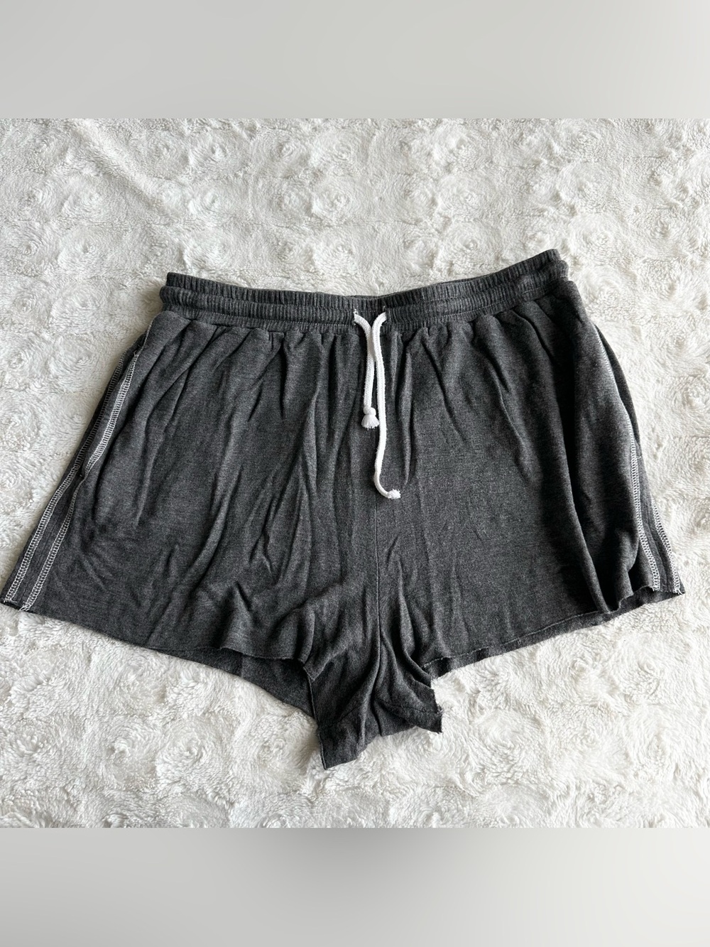 Colsie Pajama PJ Shorts Womens Medium Charcoal Gray Rayon Blend Drawstring Solid